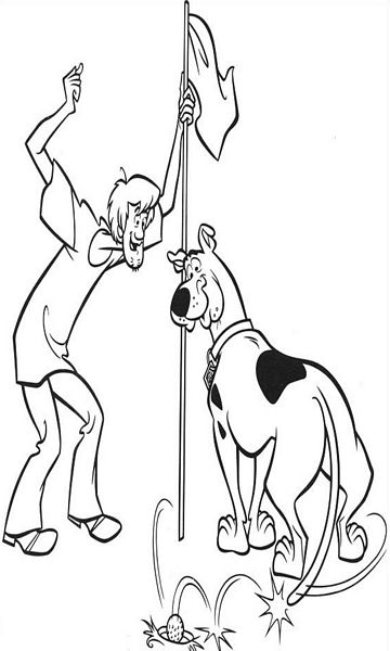 kolorowanka Scooby i Kudłaty grają w golfa, malowanka z bajki dla dzieci, do pokolorowania kredkami, obrazek nr 33